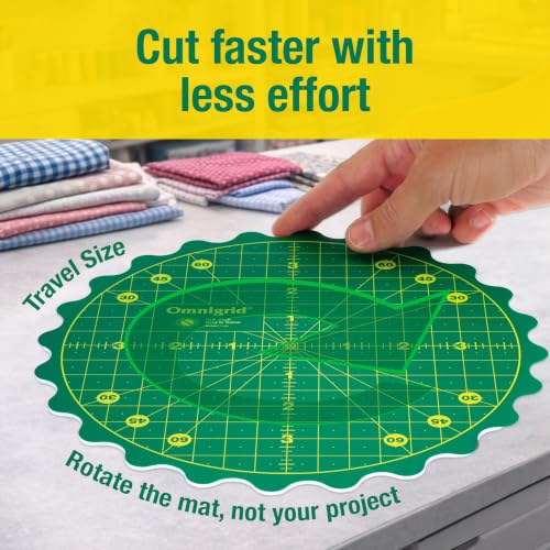 Omnigrid 360 Rotating Self-Healing Cutting Mat, 8 Inch Precision Fabric Cutting Mat with Durable Surface for Quilting, Sewing & Crafts - style: 8"
