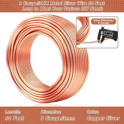 Aluminum Wire, Anezus 9 Gauge Craft Bendable Armature Thick Wire for Wreath, Jewelry Making, Gardening, Sculpting, Cosplay Props (Copper, 3 mm) - style: Copper