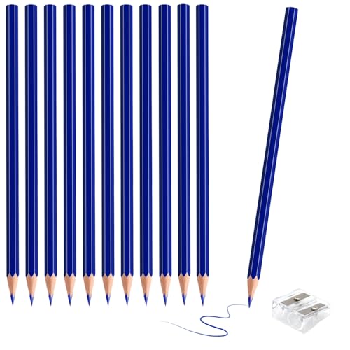 12 Pack Dark Blue Colored Pencils for Kids, Pre-sharpened Art Pencils Back to School Supplies Set, Drawing Sketching Pencils for Students, Teachers, Classroom - color: darkblue