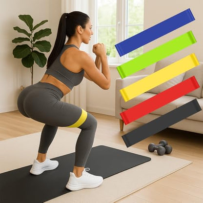 5 Packs Exercise Resistance Bands,Loop Bands for Workout, Fitness Training Band Stretch for Yoga Pilates Strength - color: Black Red Yellow Green Blue