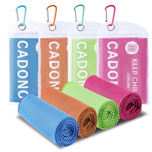 4팩 쿨링 타월 (101.6cm x 30.5cm(40 x 12인치)), 부드럽고 통기성이 좋은 차가운 타월, 아이스 타월 - color: 라이트 블루/그린/핑크/오렌지
