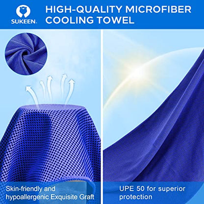 Sukeen 4 Pack Cooling Towels (40"x 12"), Cooling Neck Wraps, Soft Ice Towel - color: Dark Blue/ Dark Grey/Brown/Black