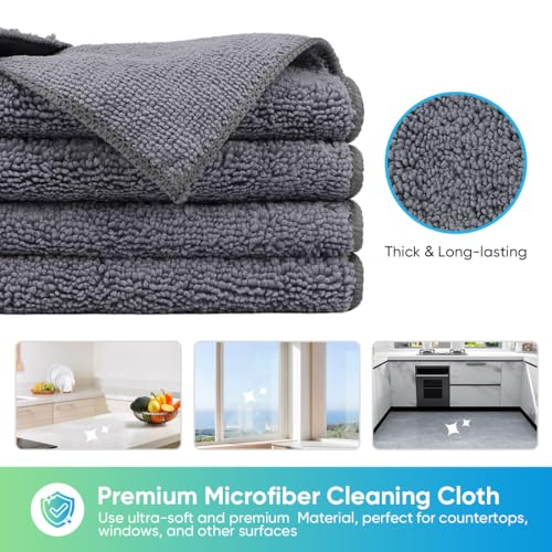 HOMEXCEL Grey Microfiber Cleaning Cloth, Microfiber Towels for Car, 12 Pack | Lint Free Cleaning Rags for Household, Kitchen, Car Wash Towels for Detailing Drying, Scratch-Free, 11.5"X 11.5" - color: Grey