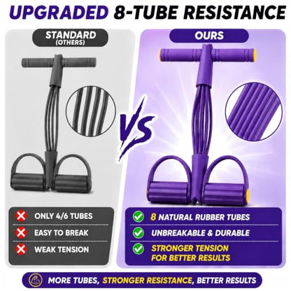 8-Tube Pedal Resistance Band, Sit Up Pull Rope for Home - color: Purple