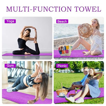 Yoga Towels, Non Slip Hot Yoga Mat Towel with Grip Dots,Super-Absorbent Soft Microfiber Yoga Blanket for Pilates, Fitness and Workout 72inch x 24inch - color: Purple
