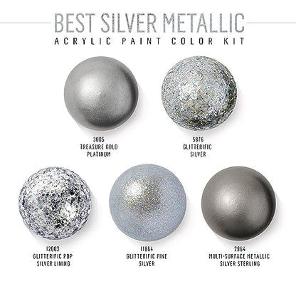 FolkArt Best of Silvers Acrylic Craft Paint Set Featuring 5 Premium Silver Paint Formulas, 96423 - color: Best of Silvers