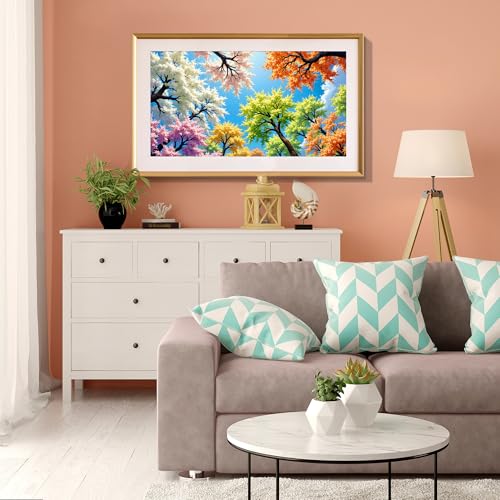 SmartEZ Large Diamond Painting Kits for Adults, Tree Diamond Art Painting | DIY Large Diamond Art Kits for Adults, Gem Art Kits for Gift, Home Wall Decor 27.5x15.7 Inch - color: Colorful Tree 007