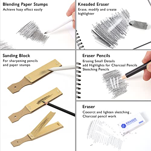 Brusarth Art Supplies Drawing and Sketching for Artists, 42 Pack | Art Sketch Supplies with Sketchbook, Include Graphite Pencil,Charcoal Pencil,Sharpener,Eraser Art Supplies for Artists