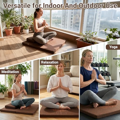 MYOYAY Meditation Cushion Set, 27.6in×27.6in Meditation Pillow for Sitting on Floor, Ergonomic Support for Yoga, Washable Cover, Large Size Floor Cushion for Yoga Mindfulness Meditation