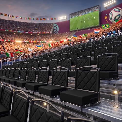 Stadium Seats with Back Support Cushion, Folding Stadium Seats for Bleachers Hold up 400lbs, Wide Bleacher Seat with Shoulder Strap & Handle Comfort for Sports Events (Black, 1pcs) - color: Without Pocket-black, size: 1pcs