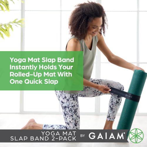Gaiam Yoga Mat Slap Band — Slap-On trap for Easy Storage & Travel — Durable Snap Band Fits Most Rolled Yoga, Pilates & Exercise Mats