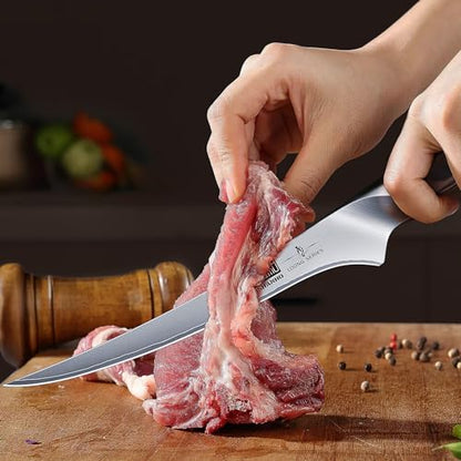 HOSHANHO BBQ Carving Knife Set, Brisket Slicing & Boning Knife for Meat | Professional Ultra Sharp Butcher Carving Knife in Japanese High Carbon Steel, Ergonomic Handle, Gift for Chefs - size: 7"