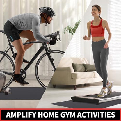 GymCope Treadmill Mat for Hardwood Floor Carpet 7'x3'/6'x3'/6'x2.5'/4'x2' - color: 72"x36"x6mm High-density-black