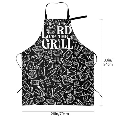Art Apron with Pocket for Women Men | Kitchen Aprons Chef Apron for Cooking Baking BBQ Painting Gardening - color: Black Grilling Art