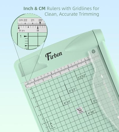 Firbon 12 Inch Guillotine Paper Cutter, Heavy Duty Paper Trimmer | 12-Sheet Capacity | Morandi | Dual Scale | Paper, Cardstock & Photo Trimming | Scrapbooking Craft | Office, Home & Studio Use - color: Morandi