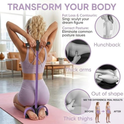 Multifunction Pedal Resistance Band with Handles, Purple | 6-Tube Natural Rubber Elastic Yoga Pedal Puller for Home Workouts, Full-Body, Core Strength, Arm Training and Leg Exercises