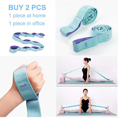 Stretching Straps Hamstring Stretcher Device Elastic Exercise Band Yoga mat Carrying Straps Leg Exercise Equipment Stretching Strap with Loops for Flexibility Stretch Strap 11 Loops