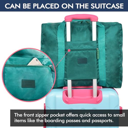 Travel Duffel Bag 12 PCS Foldable Travel Bag Bulk Carry on Luggage Bag Waterproof Tote Sports Gym Bag Lightweight Large Weekender Overnight Bag for Women and Men (Green 12PCS) - color: Green 12PCS