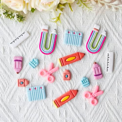 School Supplies Polymer Clay Cutters Set – Molds, Clay Cutters for Polymer Clay, Clay Earring Tools - color: O color