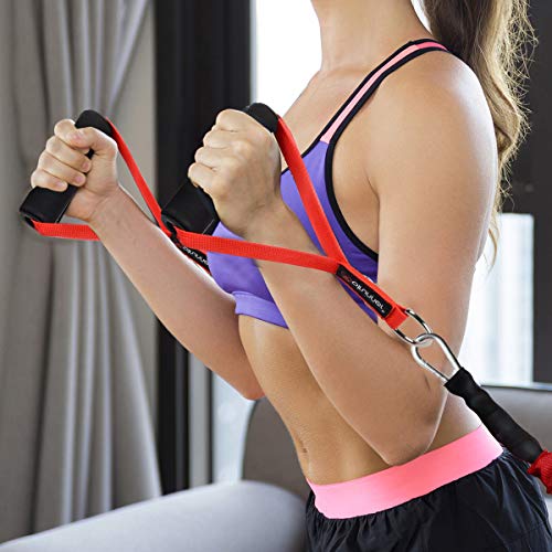 Coolrunner 2 Pair Resistance Band Handles Grips Fitness Strap Wide Design - color: red