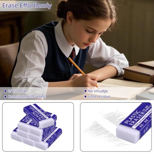 White Erasers, Artist Eraser for Drawing Art Sketching, Pencil Erasers for Kids Bulk Students School Supplies Office (8)
