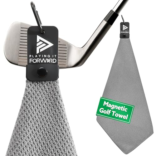 Magnetic Golf Towels for Golf Bags with Clip & Ultra Strong Magnet - Waffle Weave Microfiber Towel for Secure Hold on Bags & Carts - Ideal Club Cleaner & Accessories - Gray - color: Gray