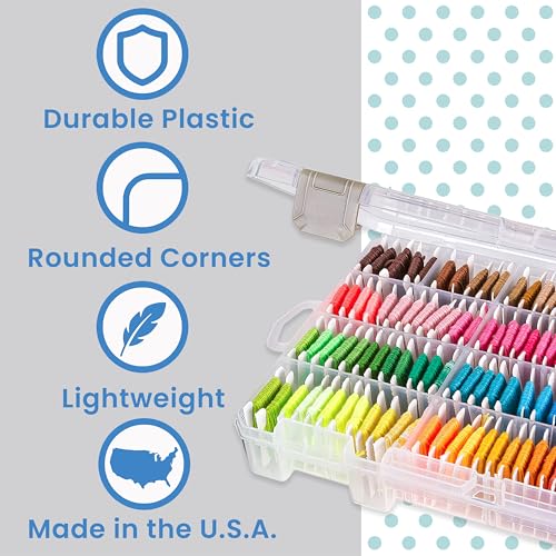 ArtBin Floss Finder Box: Clear Sewing Organizer with 6 Compartments, 12 Dividers, Durable - Perfect for Embroidery Floss and Small Sewing Supplies Storage | 6 Compartments, 12 Dividers, 10.75 x 7.375 x 1.75 Inches, For Embroidery Floss and Small Supplies,