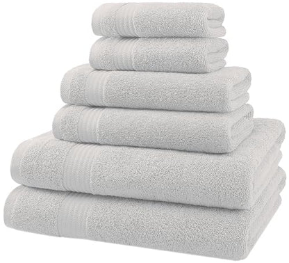 American Veteran Towel, 6 Piece Towel Set for Bathroom, 100% Cotton Turkish Bathroom Towels, 2 Bath Towels 2 Hand Towels 2 Washcloths, Silver Grey - color: Silver Grey, size: X Large 6 PC