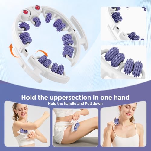 Cellulite Massage Tool, Anti-Cellulite Roller- Lymphatic Drainage Massager - Muscle Roller, Deep Fascia Massage, Dimpled Skin Removal, Legs/Thighs/Buttocks (15 Wheel - Purple) - color: White and Purple