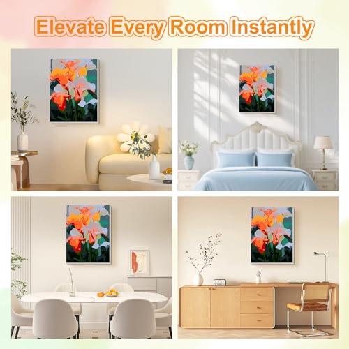 TOSTOG Vibrant Calla Lilies Framed Canvas Paint by Numbers Art Kit for Adults and Kids, Beginner Acrylic Oil Painting Supplies with Wooden Frame for Home Wall Decor 20 * 30 cm/8 * 12 in - color: Vibrant Calla Lilies