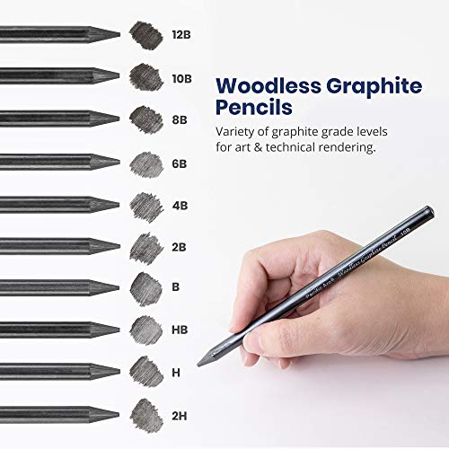 Pacific Arc Woodless Graphite Pencil 6 Pack Set, 12B, 10b, 8B, 6B, 4B, & 2B, for Sketching, Drawing, Coloring and Art - color: Set of 6