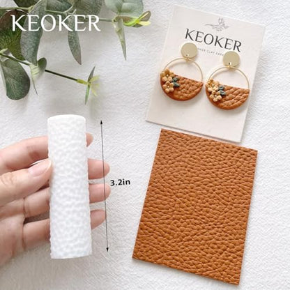 KEOKER Polymer Clay Leather Texture Roller, Polymer Clay Texture Roller, 3pcs Leather Texture Roller for Polymer Clay, Like Polymer Clay Texture Sheets, Great Work with Polymer Clay Cutters - color: ALL