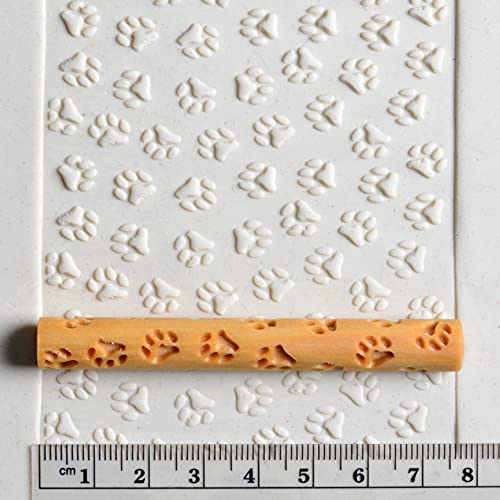 MKM Pottery Tools Wood Twig Rollers for Clay (TW-30 Paw Prints) - color: TW-30 Paw Prints