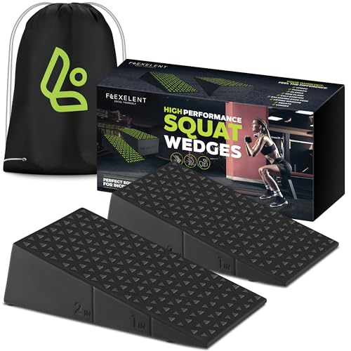 Flexelent Heel Elevated Squat Wedge Block Pair, 17° Angle, Bag Included - color: Black Diamond