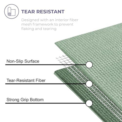 Voyage 5mm Studio Yoga Mats, 10 Pack, 72x24in | Extra Long, Anti-Tear Exercise Mats for Workout, Stretching, Fitness - Non Slip Gym Mats for Home, Schools and Studios - color: Sage