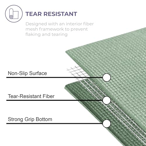 Voyage 5mm Studio Yoga Mats, 10 Pack, 72x24in | Extra Long, Anti-Tear Exercise Mats for Workout, Stretching, Fitness - Non Slip Gym Mats for Home, Schools and Studios - color: Sage