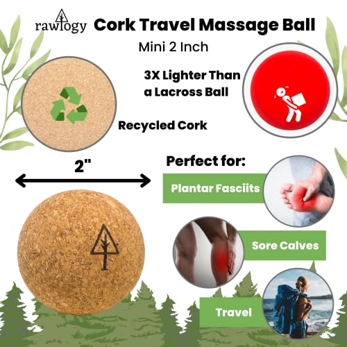 Travel Cork Massage Ball | Lightweight, Sustainable Alternative to Lacrosse Ball for Muscle Pain Relief (2 Piece Assortment, Sanded Cork) - size: 2 Piece Assortment