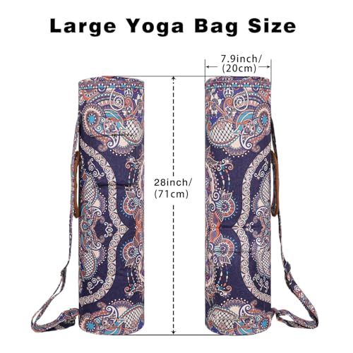 Yoga Mat Bag Full-Zipper Yoga Mat Carrier with Extra Wide Adjustable Strap 2 Multi-Functional Storage Cargo Pocket Stylish & Functional Yoga Bag Pilates Bag for Women & Men - color: Ancient Totem