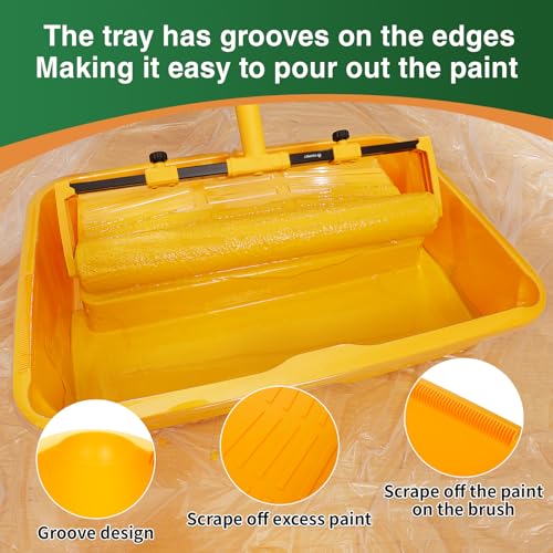 Voomey 18" Paint Roller kit，9 Piece 18 inch Paint Roller，18 Paint Roller Tray with Liner,Microfiber Paint Roller,Paint kit for House Painting - size: 18" Paint Roller Kit