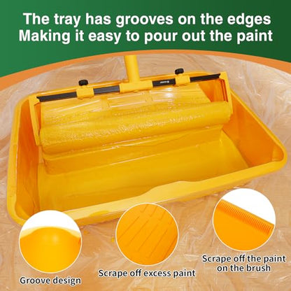 Voomey 18" Paint Roller Kit，10Pc Paint Roller Tray with Liner,12" 18" Microfiber Paint Roller,Paint Extension Pole，Suitable for DIY Interior Walls, Rooms - size: 18" Paint Roller Kit & Extension Pole