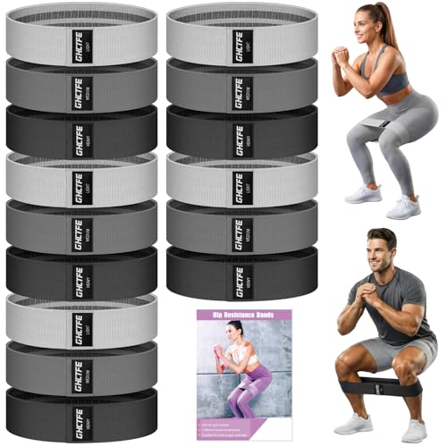 15PCS Fabric Resistance Bands for PT& Yoga Class, Athletes Training, Home Gym Exercise, Non-Slip Booty Bands Bulk Set for Glute, Leg Bands for Women, 3 Resistance Levels with Carry Bag - color: 15PCS-Gray-black