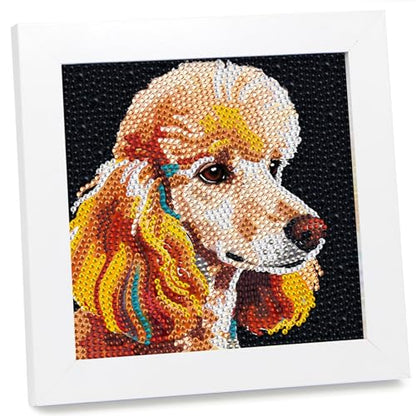 geesfayan Diamond Art Kits for Kids,6 Inch DIY Gem Art Painting with 7 Inch Frame, Complete Starter Kit for Beginners, Creative Arts & Crafts Gift for Girls & Boys (Poodle) - color: Poodle