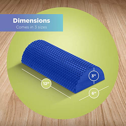 High Density EVA Foam Roller for Physical Therapy – Deep Tissue Massager with Textured Bumps for Myofascial Release & Fitness Training - Lightweight & Durable 12" Half Foam Roller – Made in the USA - size: 12" Half Roller