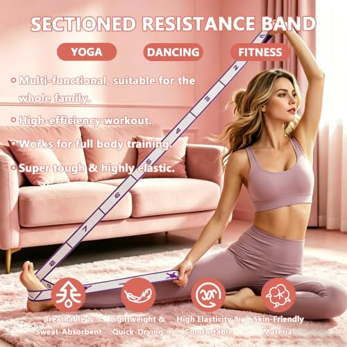 Fabric Exercise Straps, Number Stretch Resistance Bands with 10/12 Loops - color: Blue, size: 10Loops