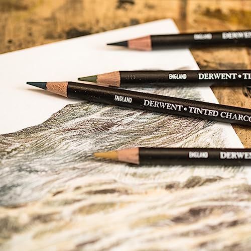 Derwent Tinted Charcoal Pencils, 4mm Core, Pack, 6 Count (2301689) - size: 1 Count (Pack of 6)
