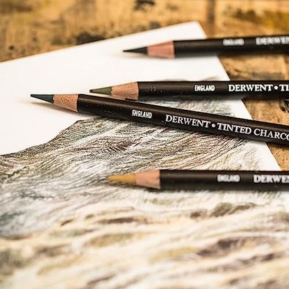 Derwent Tinted Charcoal Pencils, 4mm Core, Pack, 6 Count (2301689) - size: 1 Count (Pack of 6)