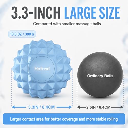 Premium Silicone Foot Massage Ball, 3.3 Inch Spiky Massage Ball for Plantar Fasciitis Relief, Deep Tissue Trigger Point Ball for Feet, Heel, Arch, Legs, Arms & Glutes, Odor-Free