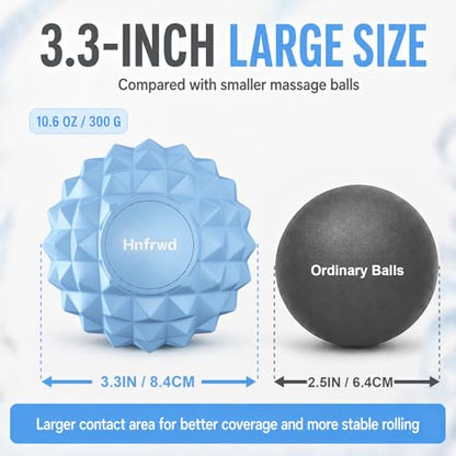 Premium Silicone Foot Massage Ball, 3.3 Inch Spiky Massage Ball for Plantar Fasciitis Relief, Deep Tissue Trigger Point Ball for Feet, Heel, Arch, Legs, Arms & Glutes, Odor-Free