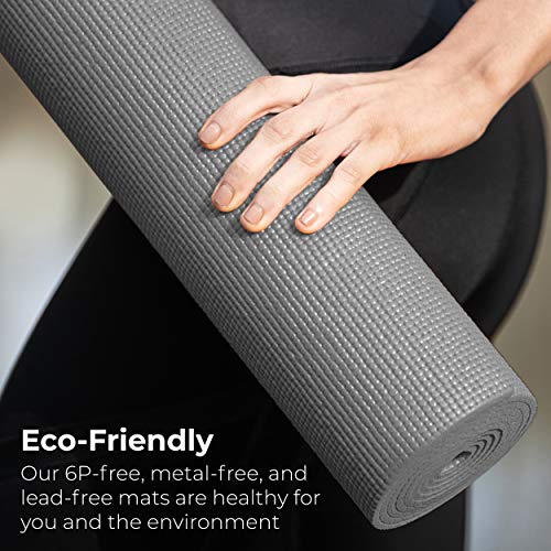 Bulk Yoga Mats, 10 Pack, 4mm Thick, 68x24in | Bulk Non Slip Exercise Mats for Workout, Stretching, Fitness - Wholesale Non Toxic Gym Mats for Home, Schools and Studios - color: Gray