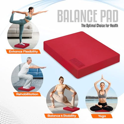 Yes4All Exercise Balance Pad, Non-Slip Foam Kneeling Pad - color: Red - L - (15,5" x 13" x 2"), size: Large
